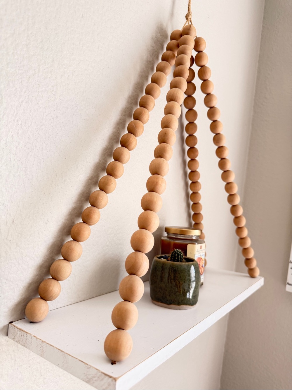 Wooden Beaded Hanging Shelf
